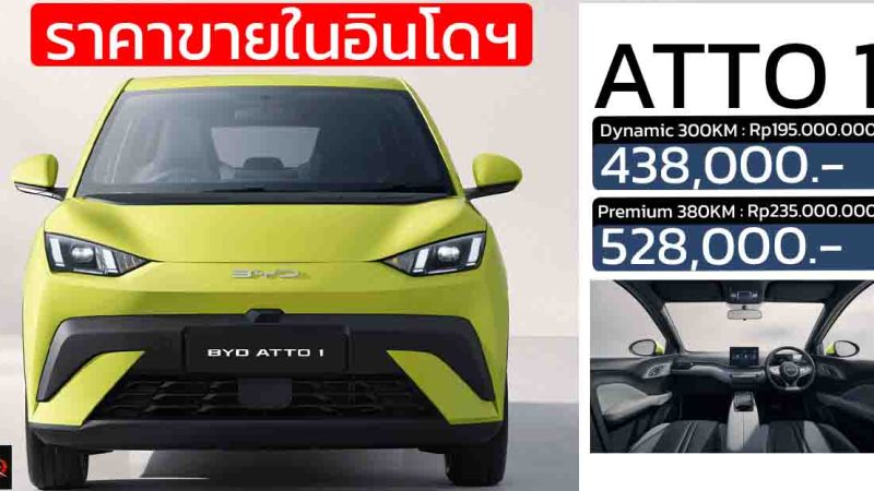 เปิดขายอินโดฯ 438,000 บาท BYD ATTO 1 วิ่งได้ 300 – 380 กม./ชาร์จ