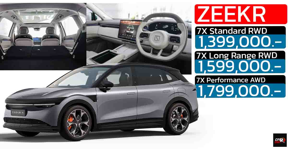 เปิดขายไทย 1.39 – 1.79 ล้านบาท ZEEKR 7X วิ่งได้ 565 – 730 กม./ชาร์จ NEDC