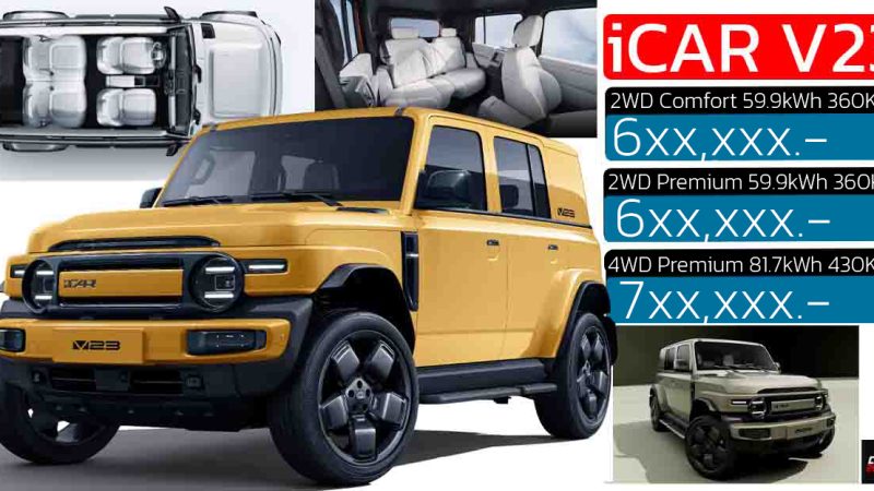 เผยข้อมูล 3 รุ่นย่อย ก่อนขายไทย 30 กันยายนนี้ iCAR V23 EV 360 – 430 กม./ชาร์จ NEDC