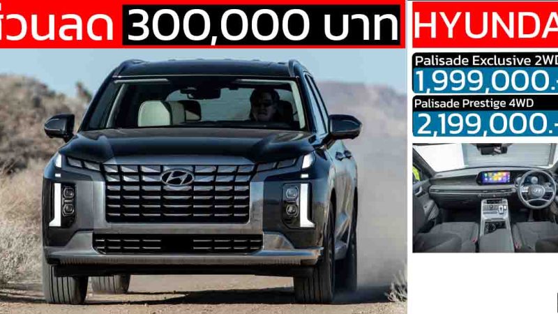 ส่วนลด 300,000 บาท Hyundai Palisade SUV ดีเซลเทอร์โบ 2.2 ลิตร เบาะ 3 แถว 7 ที่นั่ง เหลือ 1.99 – 2.19 ล้านบาท