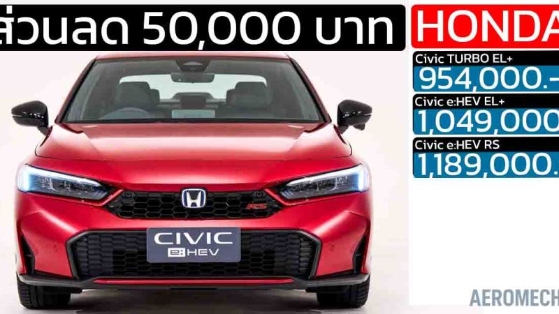 ส่วนลด 50,000 – 85,000 บาท Honda Civic FE ไมเนอร์เช้นจ์ เหลือราคา 954,000 – 1,189,000 บาท