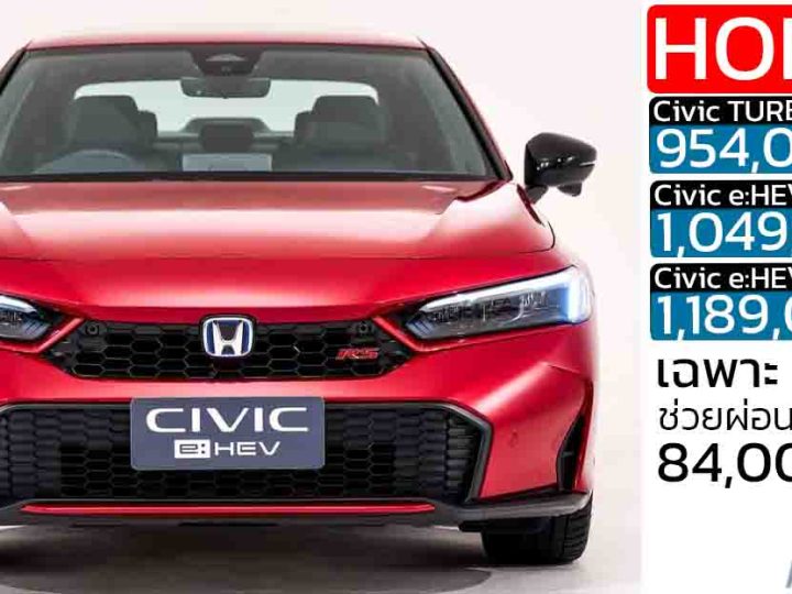 ช่วยผ่อนอีก 84,000 บาทนาน 7 ปี Honda Civic FE ไมเนอร์เช้นจ์ ใหม่ ราคา 954,000 – 1,189,000 บาท