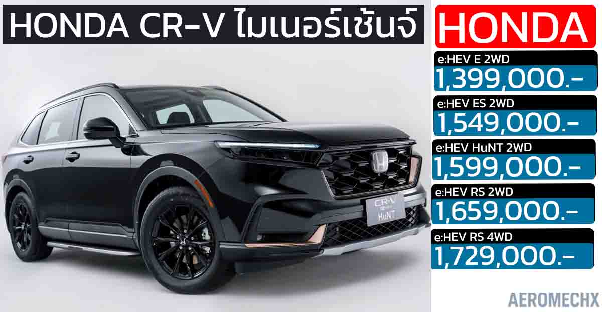เปิดราคา 1.39 – 1.72 ล้านบาท Honda CR-V e:HEV ใหม่ (ไมเนอร์เชนจ์ 2025) ปรับอุปกรณ์ เพิ่ม BSI , CTM ทุกรุ่น เปิดราคา Motor EXPO 2025