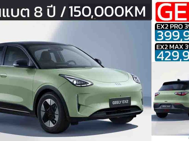 เปิดราคา 399,990 – 429,990 บาทในไทย GEELY EX2 395 กม./ชาร์จ NEDC