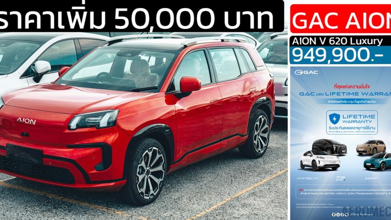 ราคาเพิ่ม 50,000 บาท GAC AION V 620 Luxury เหลือราคา 949,900 บาท 602 กม./ชาร์จ NEDC รับประกันแบตตลอดการใช้งาน