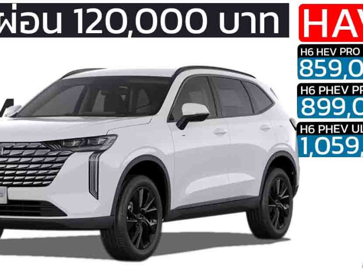 ช่วยผ่อนอีก 120,000 บาท HAVAL H6 ไฮบริด และ ปลั๊กอินไฮบริด ราคา 859,000 – 1,059,000 บาท