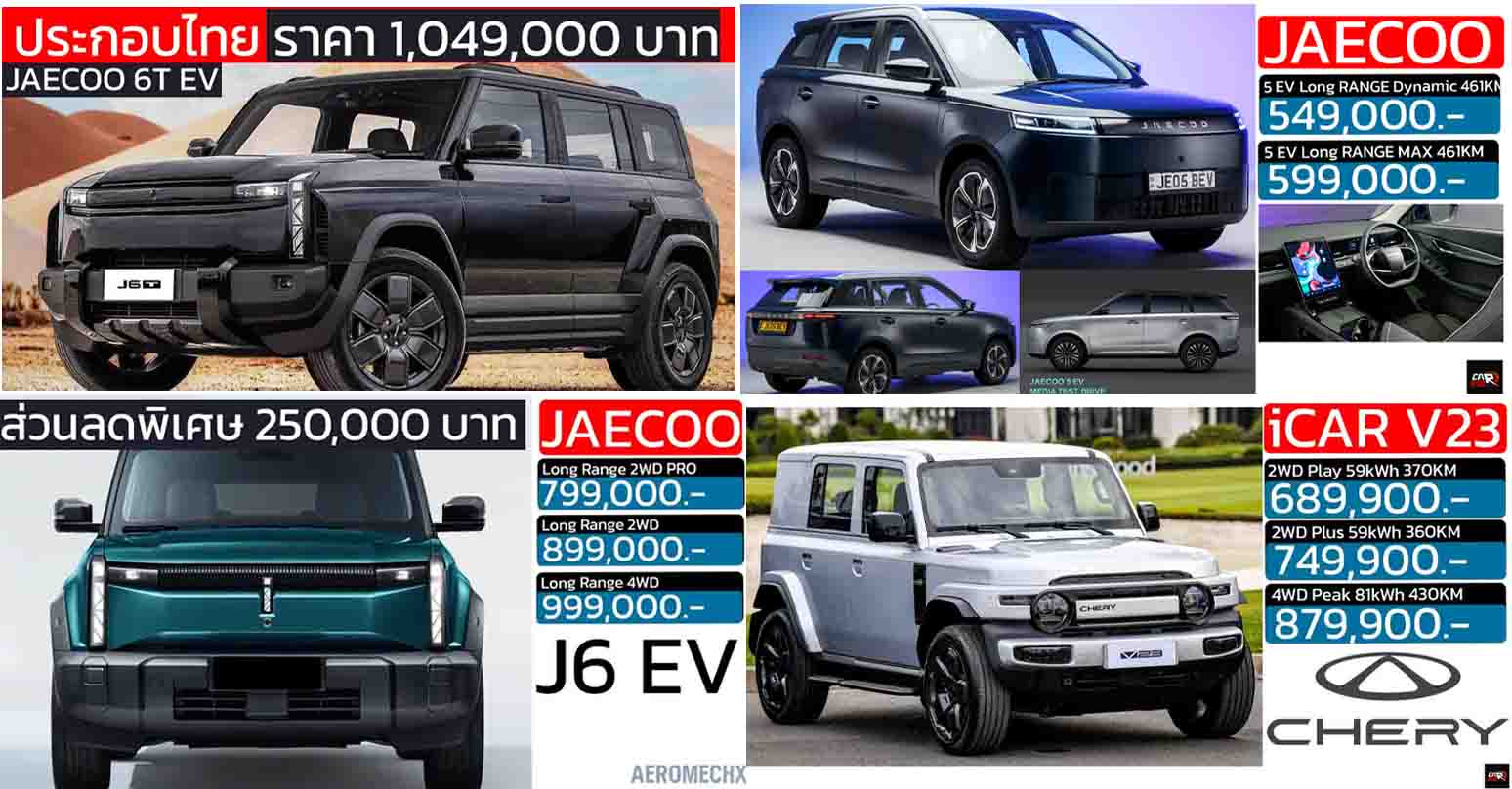 รวมราคาจำหน่าย OMODA & JAECOO / iCAR ในประเทศไทย เรียงถูก-แพง 2025 – 2026