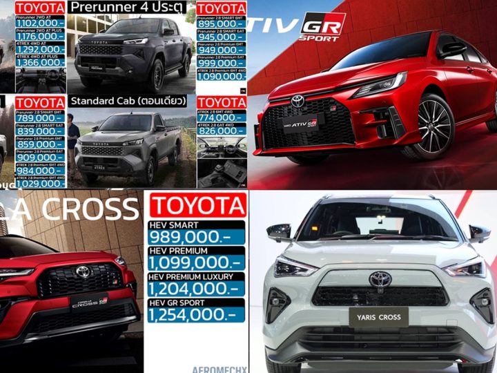 รวมราคาจำหน่าย TOYOTA โตโยต้า ในประเทศไทย ทุกรุ่นย่อย 2026-2027/2569-2570