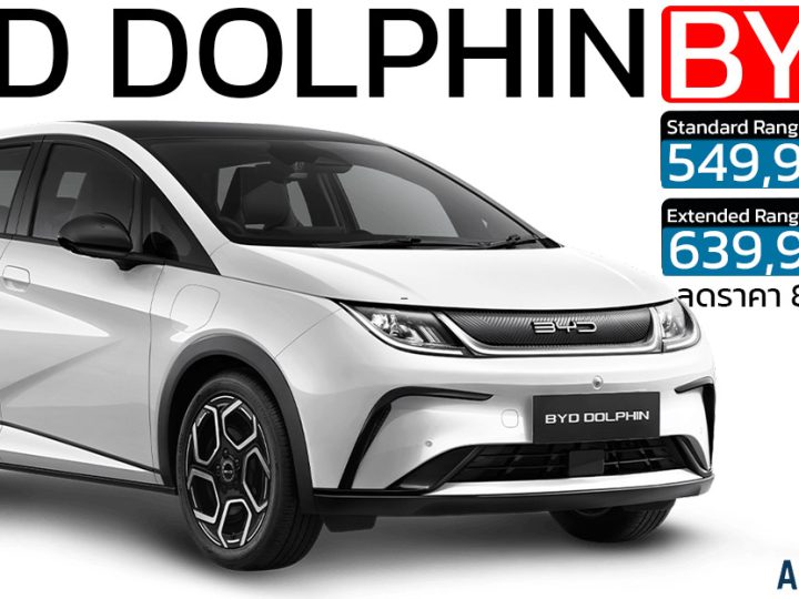 ลดราคา 80,000 บาท BYD DOLPHIN 435-480 กม./ชาร์จ ราคา 549,900 – 639,900 บาท