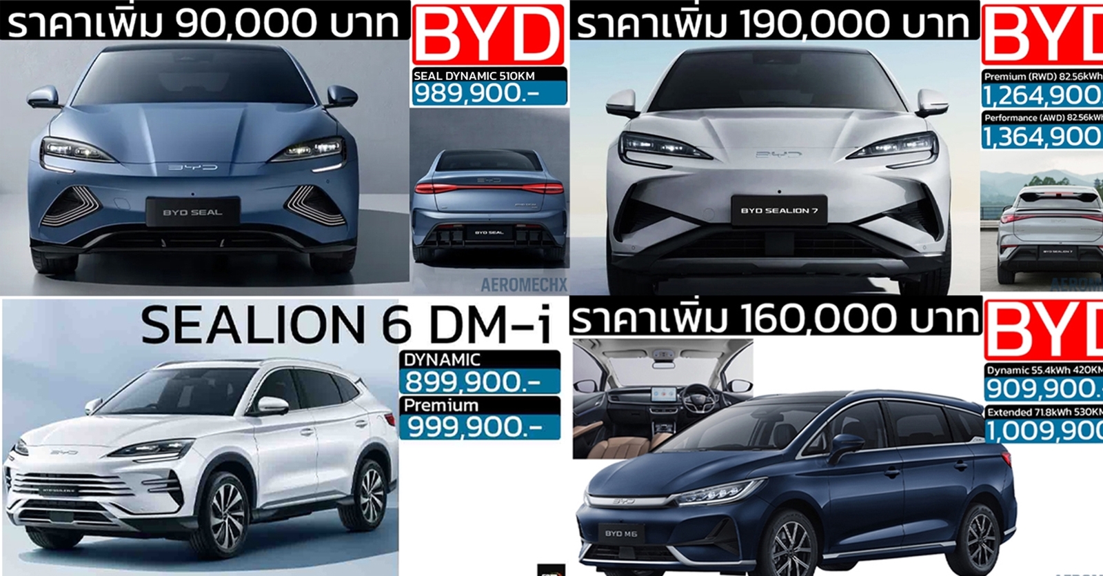 รวมราคา BYD บีวายดี ในไทย 2026/2568 ปรับเพิ่มราคาใหม่