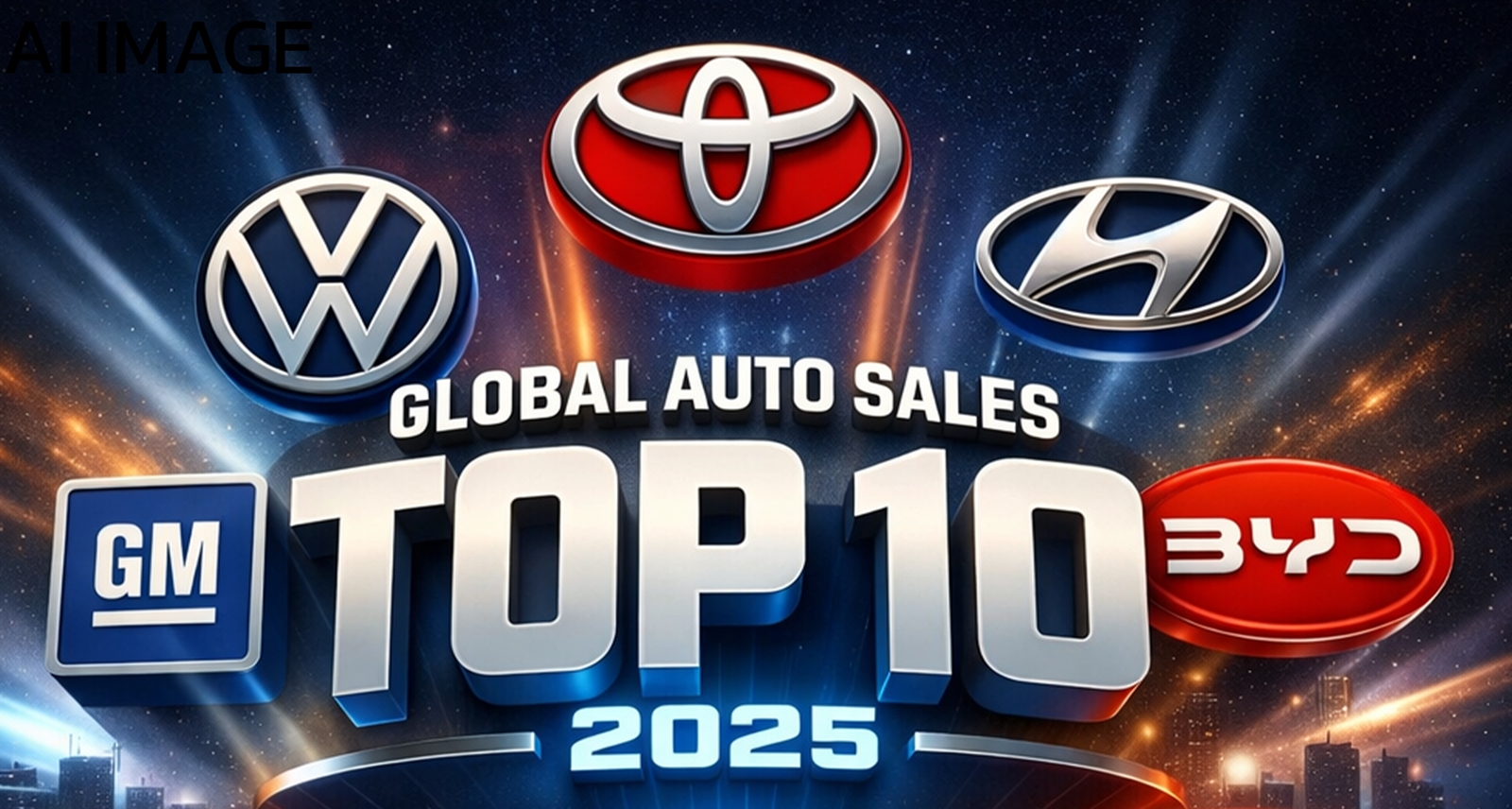 10 แบรนด์รถยนต์ยอดขายสูงสุดในโลก ประจำปี 2025 TOYOTA ยังนำที่ 1 VW อันดับ 2