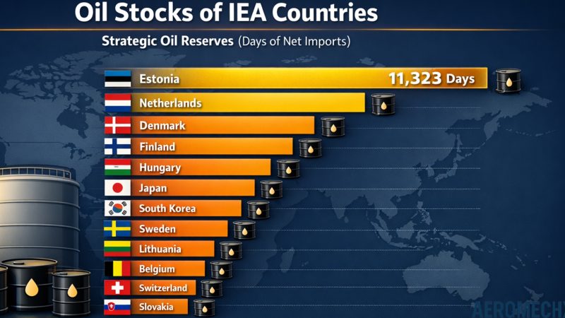 ประเทศที่มีคลังน้ำมันสำรองพร้อมใช้ มากสุดในโลก เอสโตเนีย 11,323 วัน ข้อมูลจาก IEA