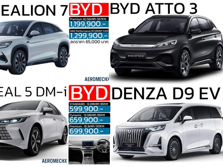 รวมราคา BYD บีวายดี ออโต้ ในประเทศไทย 2026/2569 ปรับลดราคา รถยนต์พลังงานไฟฟ้า EV , PHEV