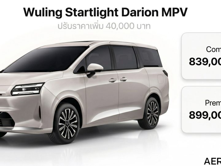 ปรับราคาเพิ่ม 40,000 บาท Wuling Starlight Darion MPV ไฟฟ้า 500 กม./ชาร์จ NEDC ใหม่ราคา 839,000 – 899,000 บาท
