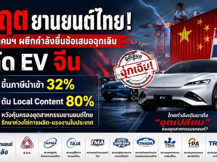 15 พ.ค.นี้ รัฐบาลเปิดรับฟัง 10 กลุ่มธุรกิจ โดยเฉพาะ กลุ่มยานยนต์ กับความชัดเจน EV หลังสมาคมยานยนต์ เสนอข้อเสนอฉุกเฉินสกัด EV จีน ขึ้นภาษีนำเข้า 32%  Local Content 80%