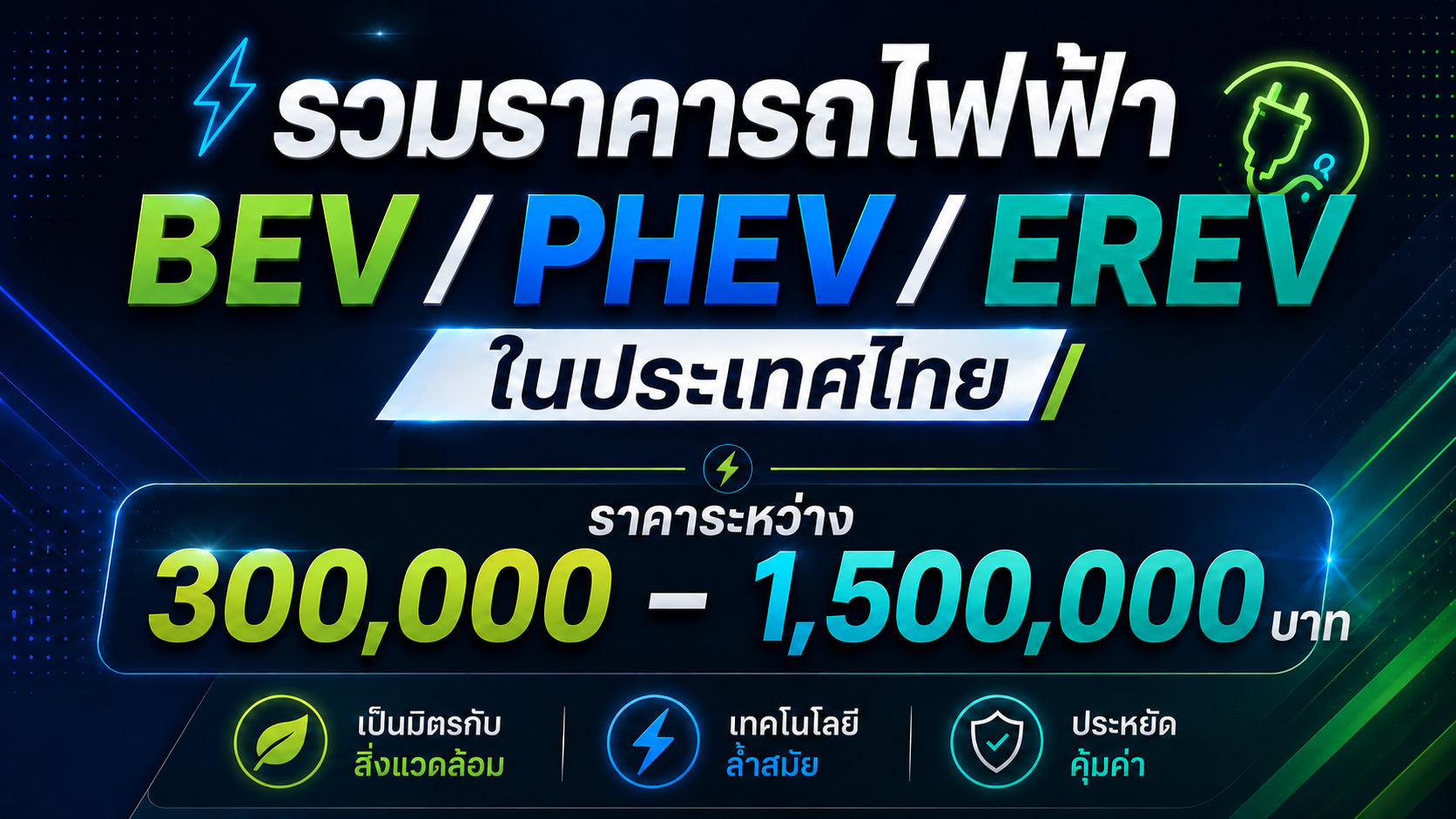 อัพเดท! รวมราคารถไฟฟ้า BEV / PHEV / EREV ในไทยราคาระหว่าง 300,000 – 1,500,000 บาท รุ่นไหนประกอบ-ผลิตไทยบ้าง ?