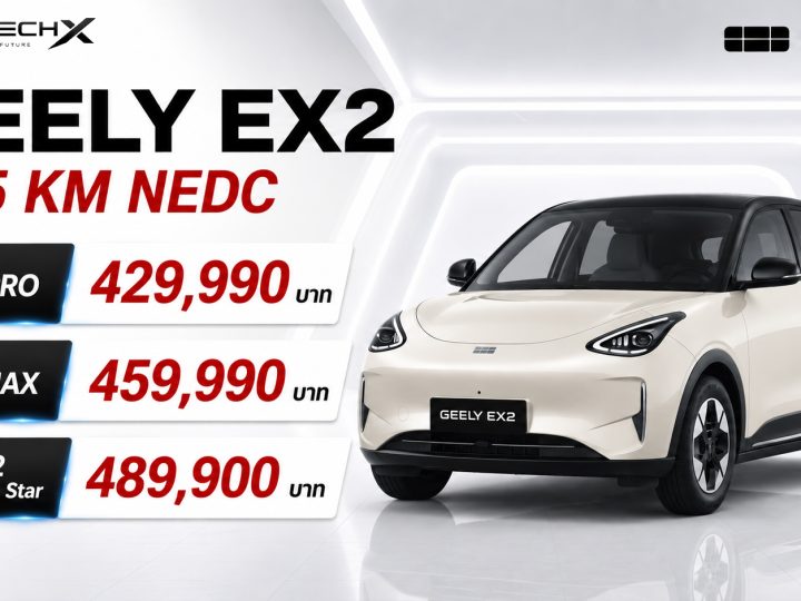 GEELY EX2 395 กม./ชาร์จ NEDC ราคา 429,990 – 489,990 บาท 2026 ในไทย ตารางผ่อนดาวน์