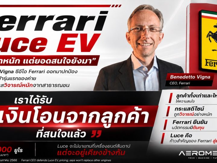 มีผู้สนใจ Luce จำนวนมาก เราได้รับเงินโอนผ่านธนาคารสำหรับรถไฟฟ้ดังกล่าวแล้ว เบเนเด็ตโต วิกนา CEO ของ Ferrari i ออกมาปกป้องรถยนต์รุ่น Luce ท่ามกลางกระแสวิพากษ์วิจารณ์อย่างหนักจากสาธารณชน