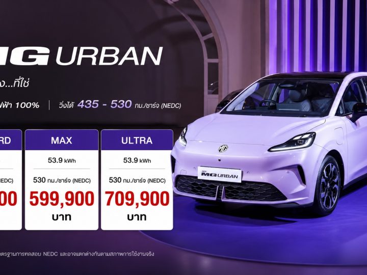 ตารางราคาผ่อนดาวน์ MG URBAN วิ่งได้ 435 – 530 กม./ชาร์จ NEDC เปิดขายไทย 529,900 – 709,900 บาท รวมภาพคันจริง