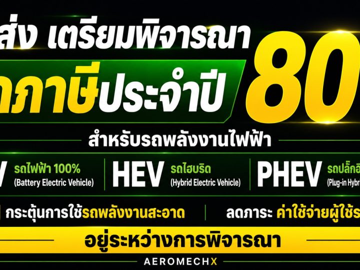 ขนส่ง เตรียมพิจารณาลดภาษีประจำปี 80% รถไฟฟ้า BEV, ไฮบริด HEV , ปลั๊กอินไฮบริด PHEV (ขั้นตอนร่างกฏหมาย)