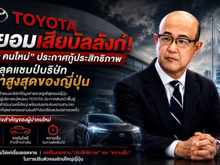 TOYOTA ไม่ยอมเสียบัลลังก์! “CEO คนใหม่” ประกาศกู้ประสิทธิภาพ หลังหลุดแชมป์บริษัทมูลค่าสูงสุดของญี่ปุ่น