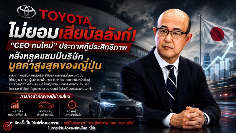 TOYOTA ไม่ยอมเสียบัลลังก์! “CEO คนใหม่” ประกาศกู้ประสิทธิภาพ หลังหลุดแชมป์บริษัทมูลค่าสูงสุดของญี่ปุ่น