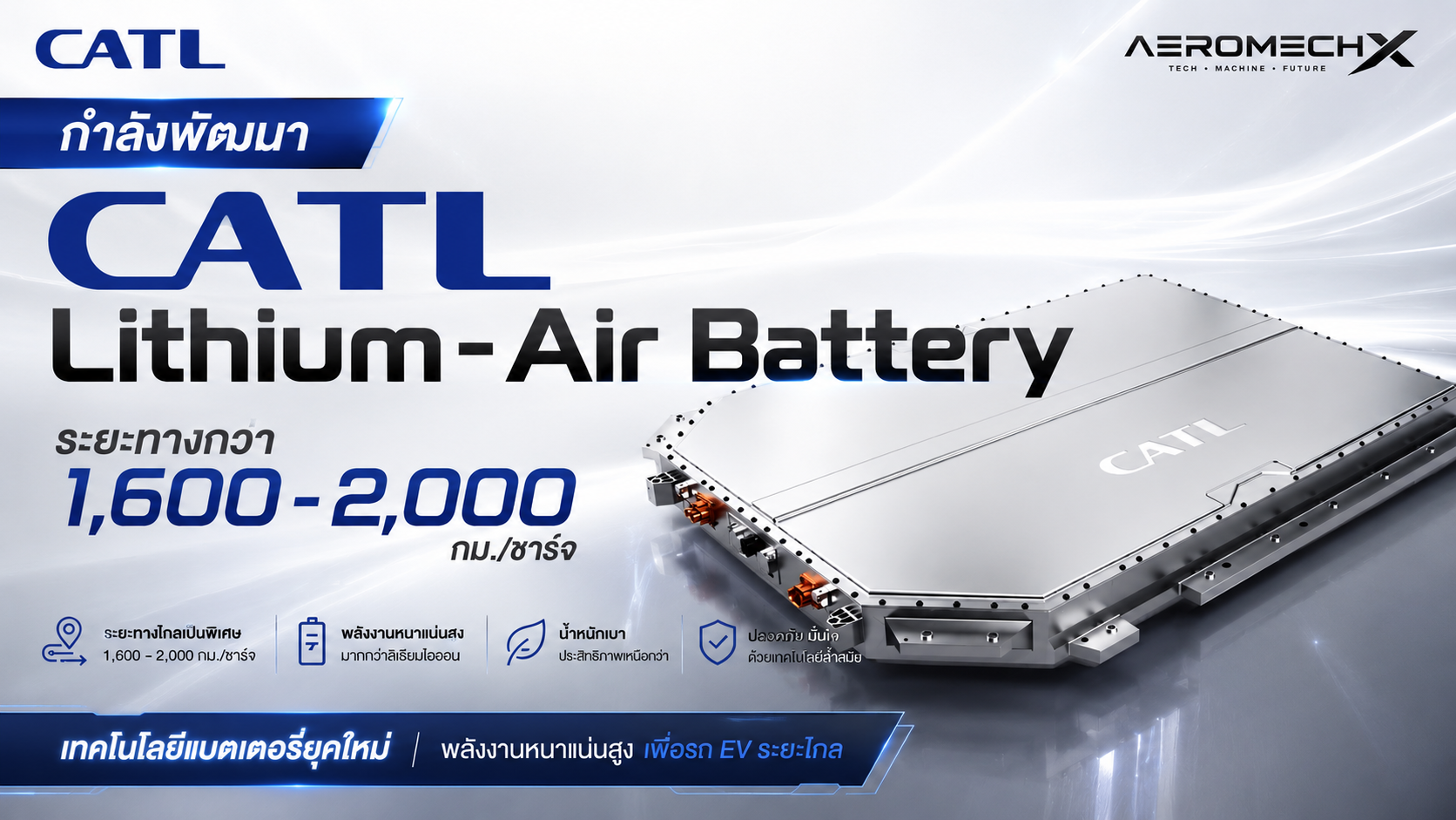 CATL กำลังพัฒนา Lithium-Air Battery ช่วยเพิ่มระยะกว่า 1,600 – 2,000 กม./ชาร์จ