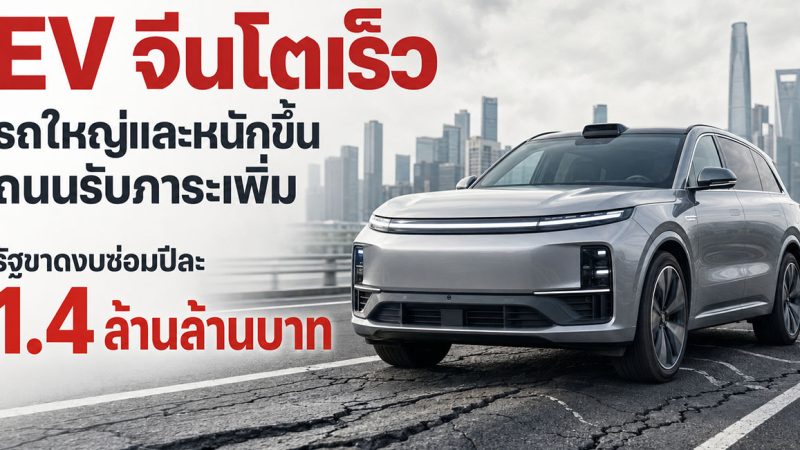 EV ในจีน โตเร็ว! รถใหญ่และหนักขึ้น ถนนรับภาระเพิ่ม รัฐขาดงบซ่อมปีละ 1.4 ล้านล้านบาท