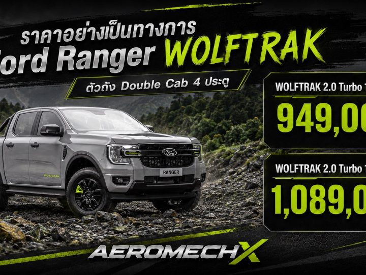 ราคาอย่างเป็นทางการ Ford Ranger WOLFTRAK ใหม่ เริ่ม 949,000 บาท ดีเซล 2.0 Turbo 170 แรงม้า เกียร์อัตโนมัติ 10 จังหวะ