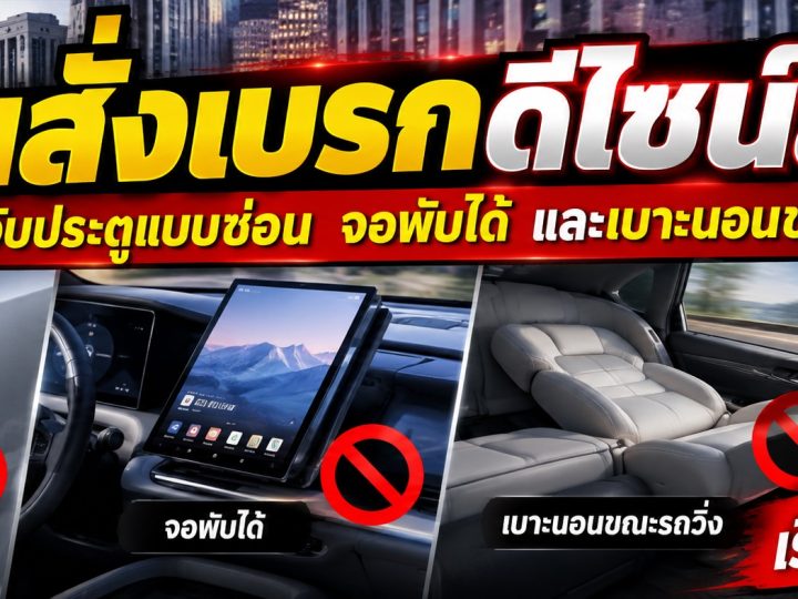 จีนสั่งเบรกดีไซน์ล้ำ! เตรียมห้ามมือจับประตูแบบซ่อน จอพับได้ และเบาะนอนขณะรถวิ่ง เริ่มปี 2027