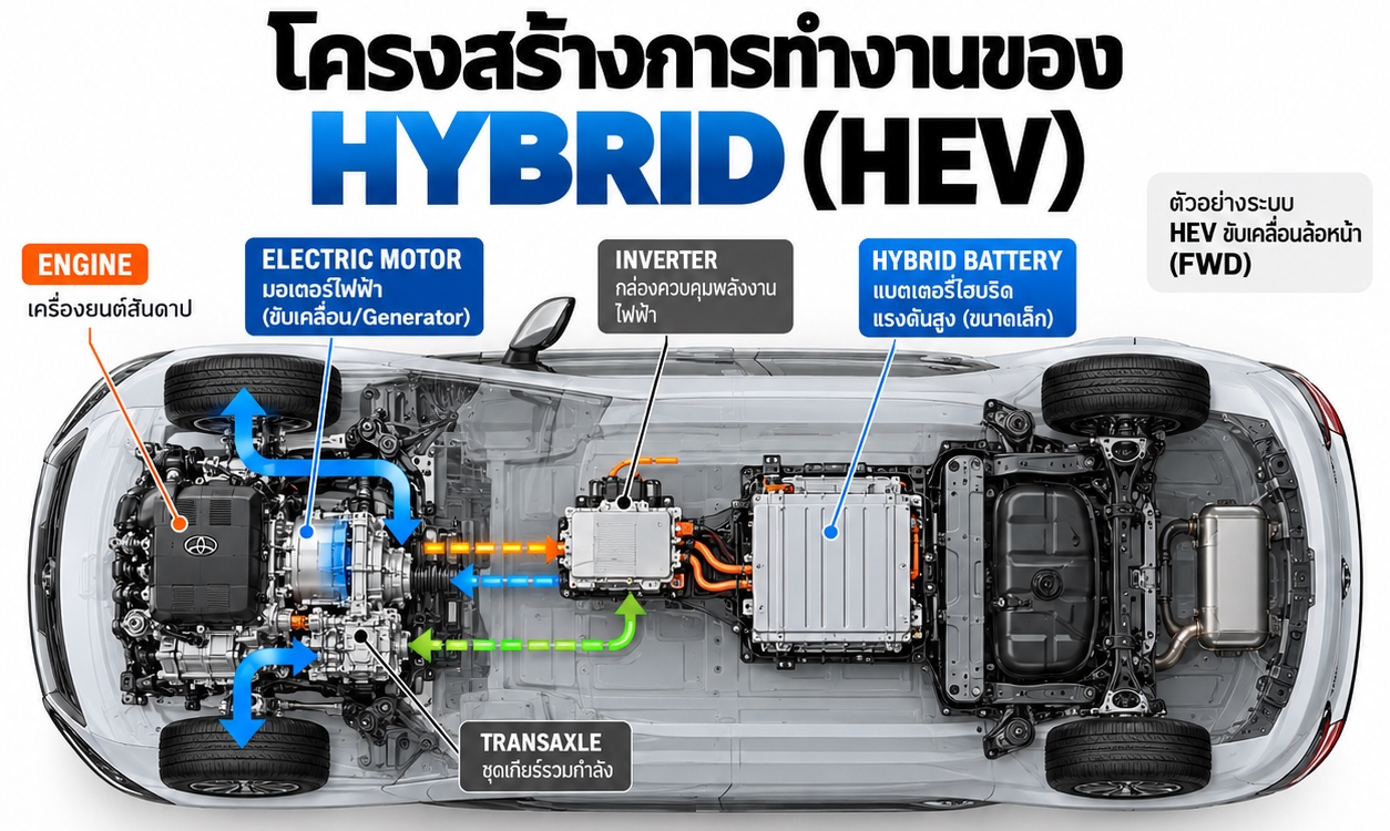 ทำไมรถ Hybrid ไม่ต้องเสียบปลั๊ก? แล้วแบตเตอรี่เอาไฟมาจากไหน